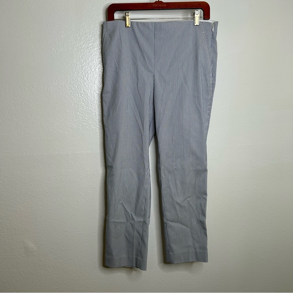 Theory Women's Light Blue Pinstripe Cropped Trousers - Picture 3 of 11